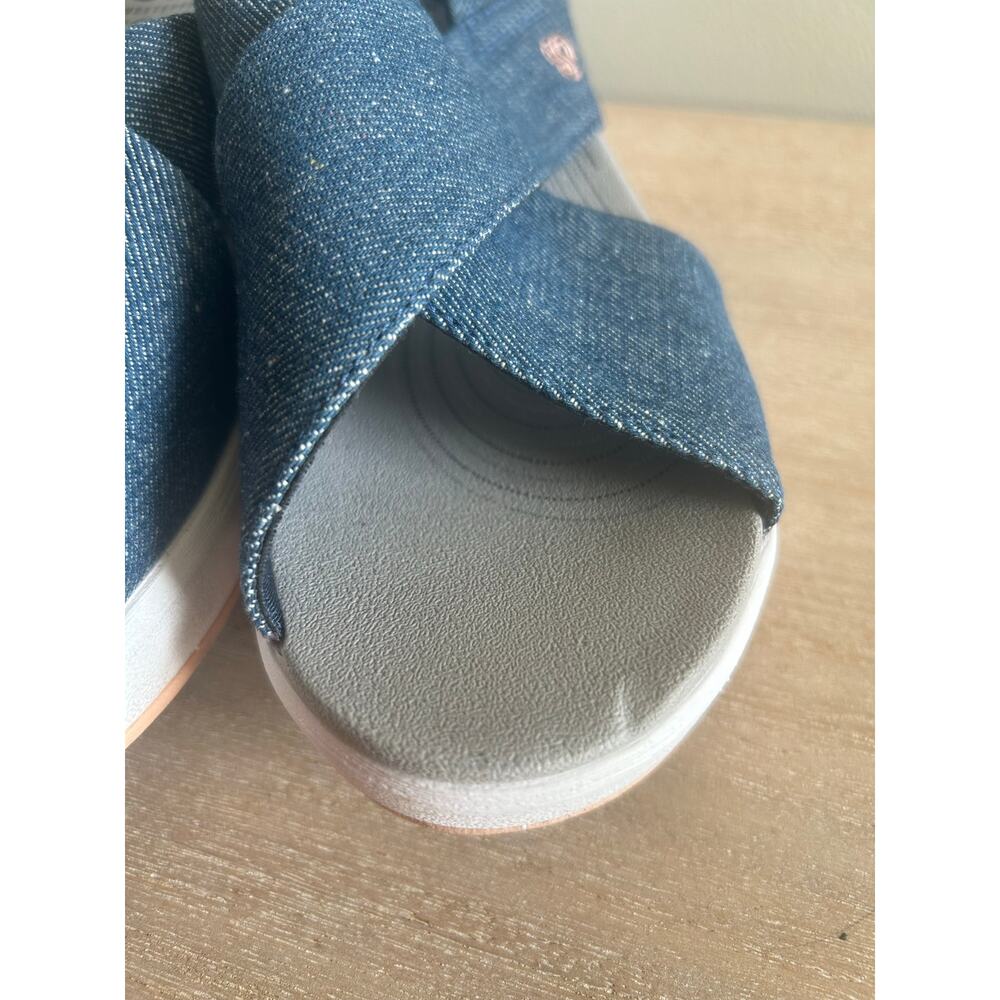 Clarks Cloudsteppers Denim Blue Wedge Sandals - Picture 4 of 8